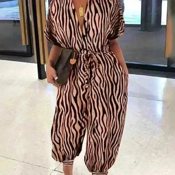 Pants - 3XL zebra printed jumpsuit